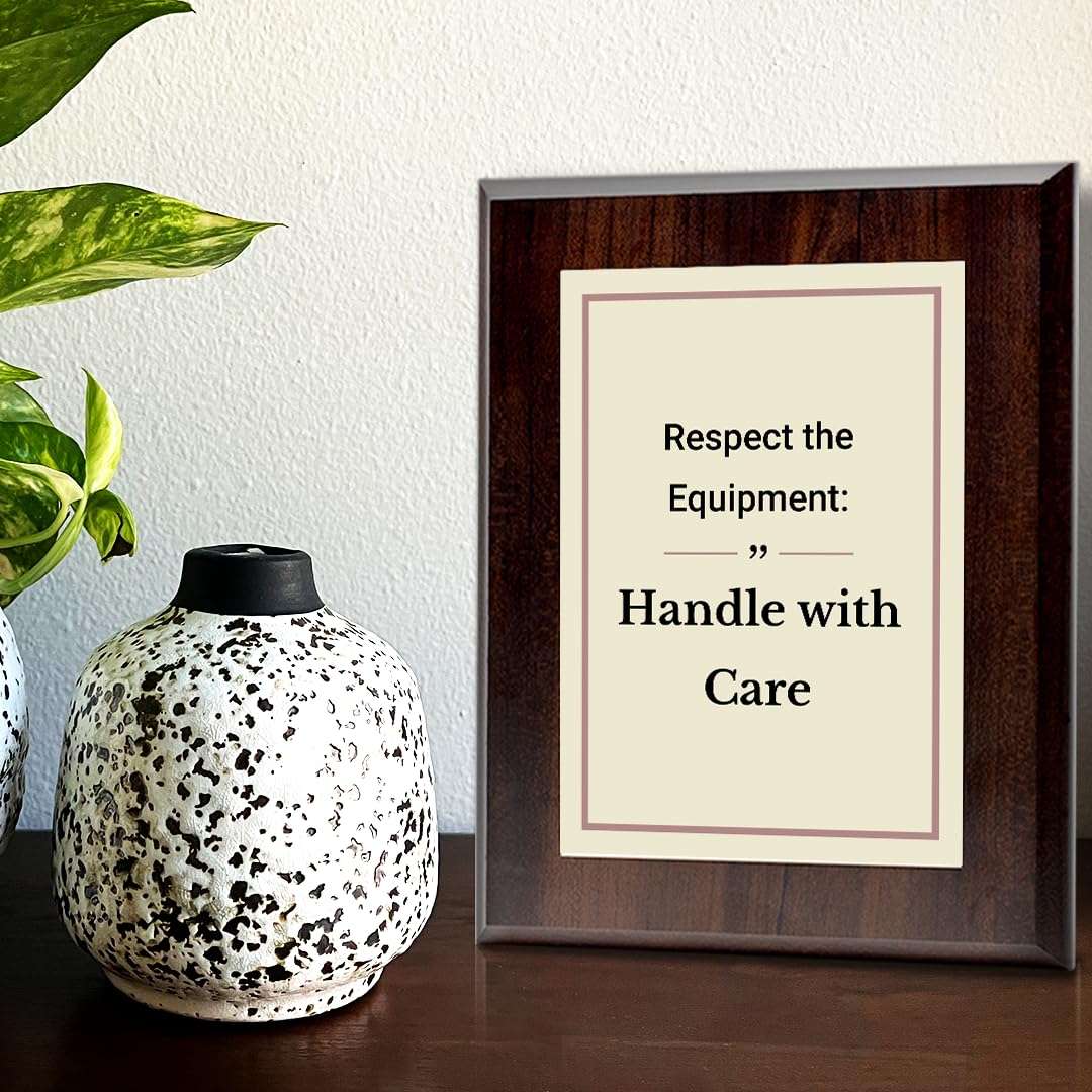 Respect the Equipment: Handle with Care Decorative Wall Plaque With Easel Acrylic Stand | Motivational Decor