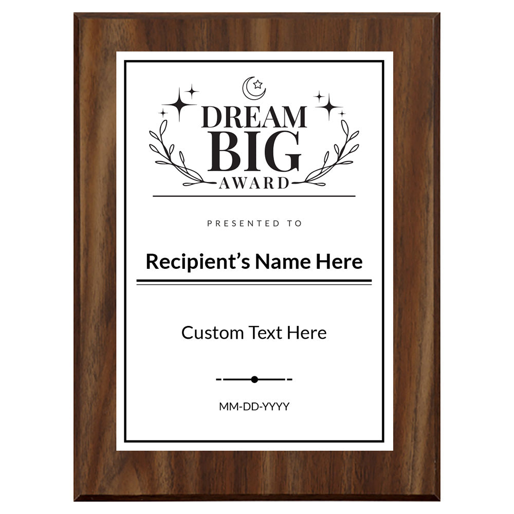 Dream Big Custom Award Wall Plaque With Easel Acrylic Stand | Personal Achievement Wall Plaques