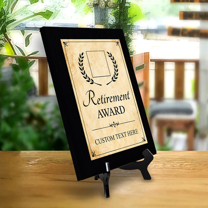 Retirement Award Personalized (Black) Wall Plaque With Easel Acrylic Stand | Workplace Recognition Ceremonies Award Plaques