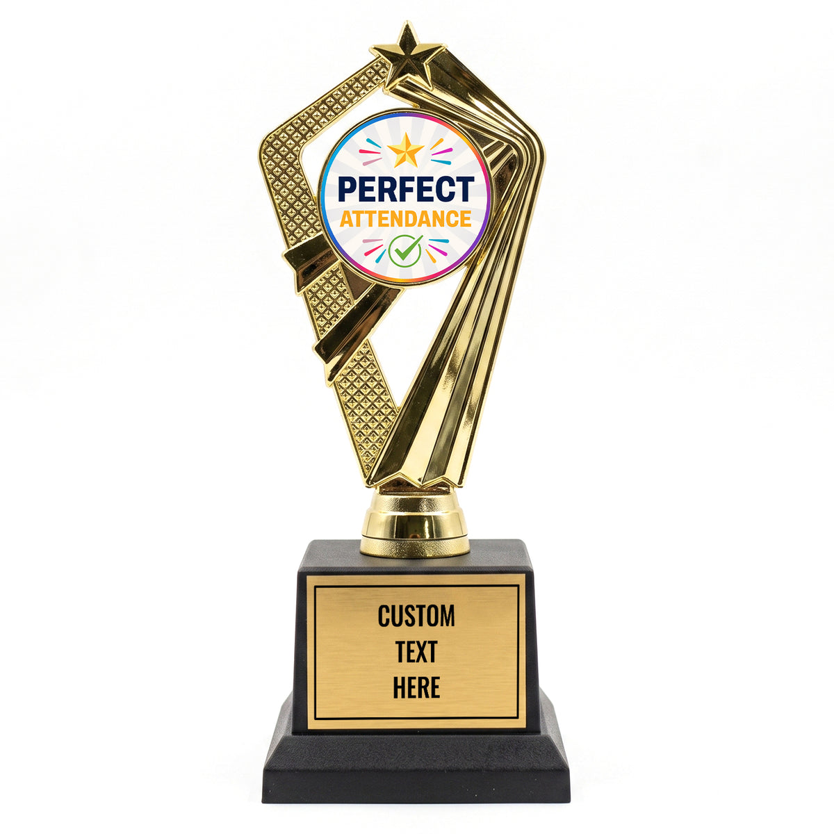All Quality Perfect Attendance Trophy (Student), Custom Engraved — Personalized Attendance Recognition Award for Students