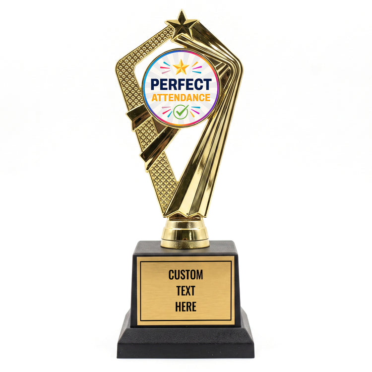 All Quality Perfect Attendance Trophy (Student), Custom Engraved — Personalized Attendance Recognition Award for Students