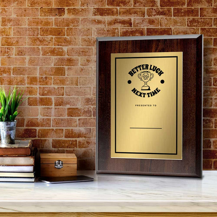 Better Luck Next Time' Personalized Wall Plaque With Easel Acrylic Stand | Novelty/Funny Office Award Plaques