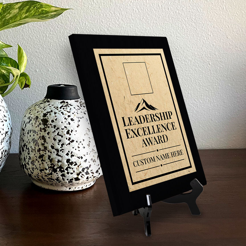 Leadership Excellence Award Personalized (Black) Wall Plaque With Easel Acrylic Stand | Workplace Recognition Ceremonies Award Plaques