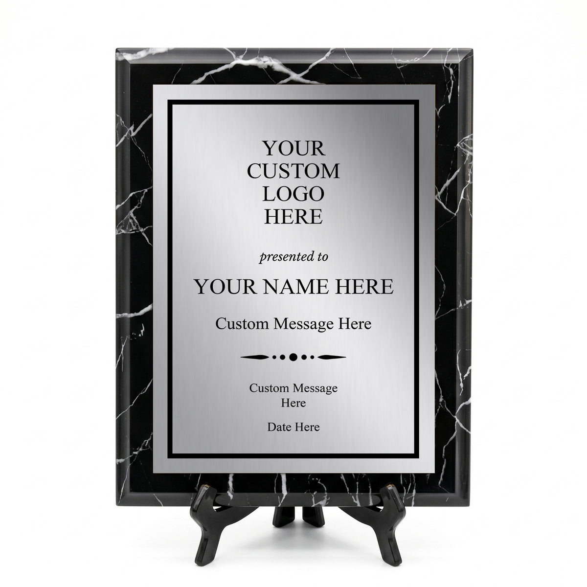 Personalized Award & Recognition Marble Effect Wall Plaques, Custom Plaques with Optional Easel Stand for Ceremonies, Achievements & Tributes