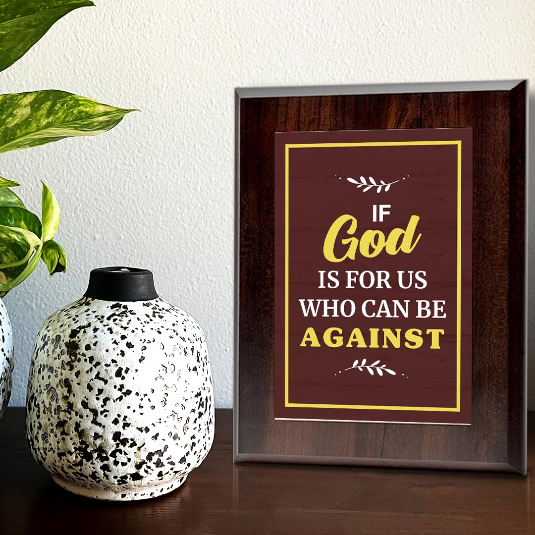 If God Is For Us Who Can Be Against Decorative Wall Plaque With Easel Acrylic Stand | Religious Plaques