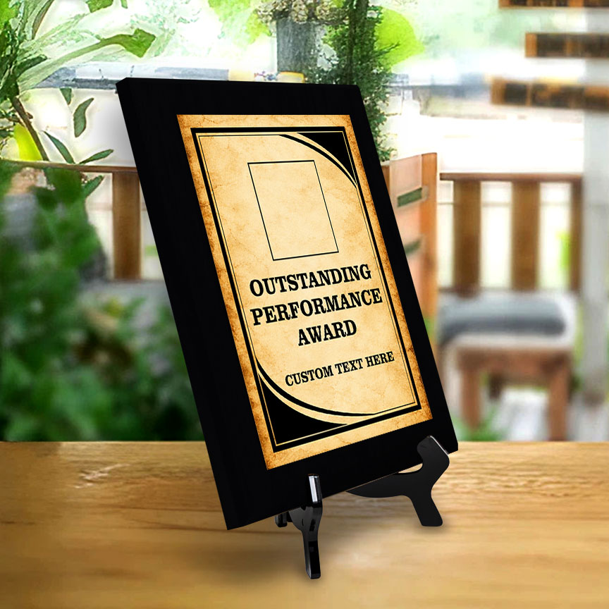 Outstanding Performance Award Personalized (Black) Wall Plaque With Easel Acrylic Stand | Workplace Recognition Ceremonies Award Plaques