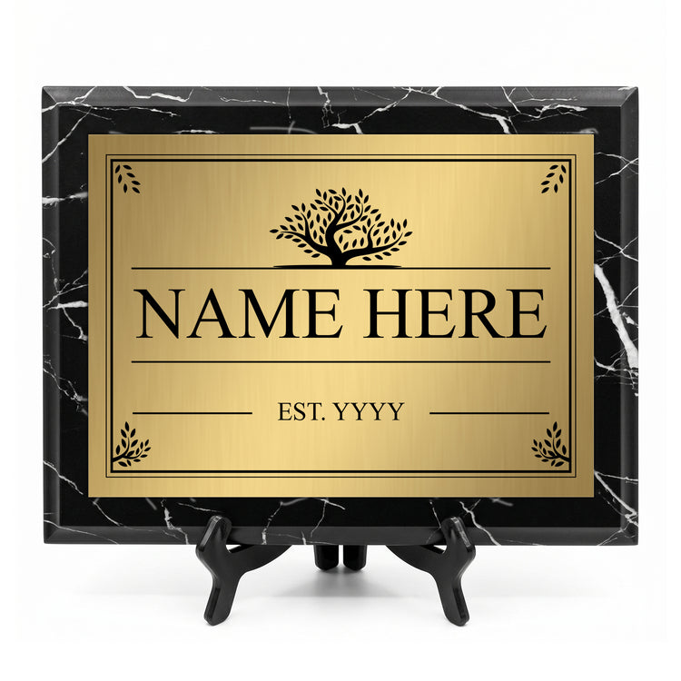 Personalized Award & Recognition Marble Effect Wall Plaques, Custom Plaques with Optional Easel Stand for Ceremonies, Achievements & Tributes