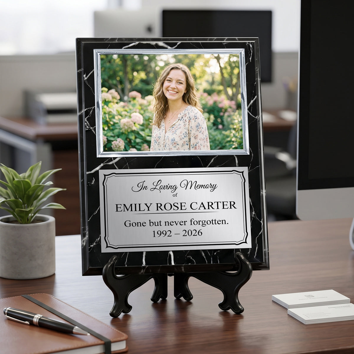 Personalized Award & Recognition Marble Effect Wall Plaques, Custom Plaques with Optional Easel Stand for Ceremonies, Achievements & Tributes