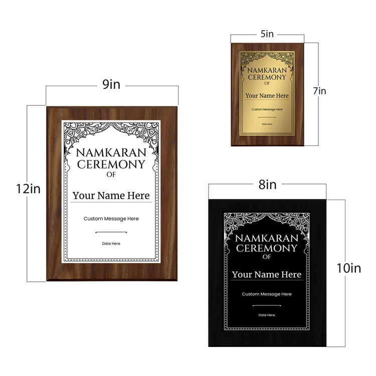 Personalized Namkaran Ceremony Award Plaque, Custom Wooden Wall Plaque with Optional Easel Stand for Hindu Naming Ceremony