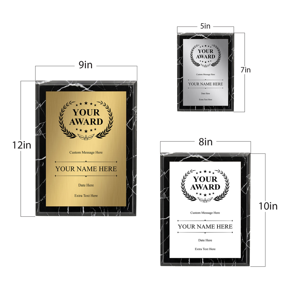 Personalized Award & Recognition Marble Effect Wall Plaques, Custom Plaques with Optional Easel Stand for Ceremonies, Achievements & Tributes