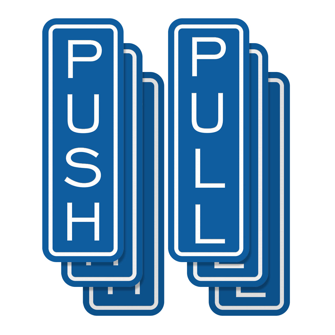 Signs ByLITA Classic Vertical Push Pull Self-Adhesive Door Sign for Businesses, Shops, Restaurants, Hotels and more (3 Pack) Wall or Door Sign