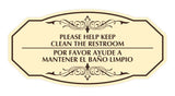 Signs ByLITA Victorian Please Help Keep Clean the restroom/Por favor ayude a mantener el Baño limpio Bilingual Wall or Door Sign
