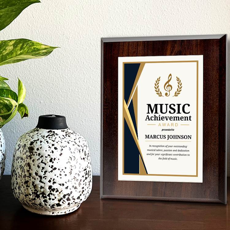 Music Achievement Award' Personalized Wall Plaque With Easel Acrylic Stand | Professional/Industry Recognition Award Plaques