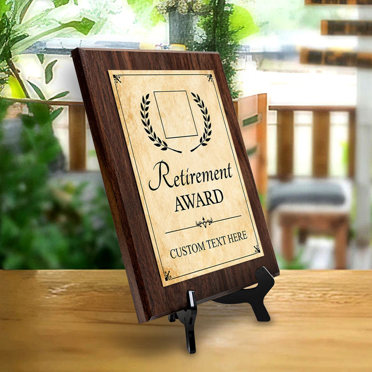 RetirementAward Personalized (Wooden) Wall Plaque With Easel Acrylic Stand | Workplace Recognition Ceremonies Award Plaques