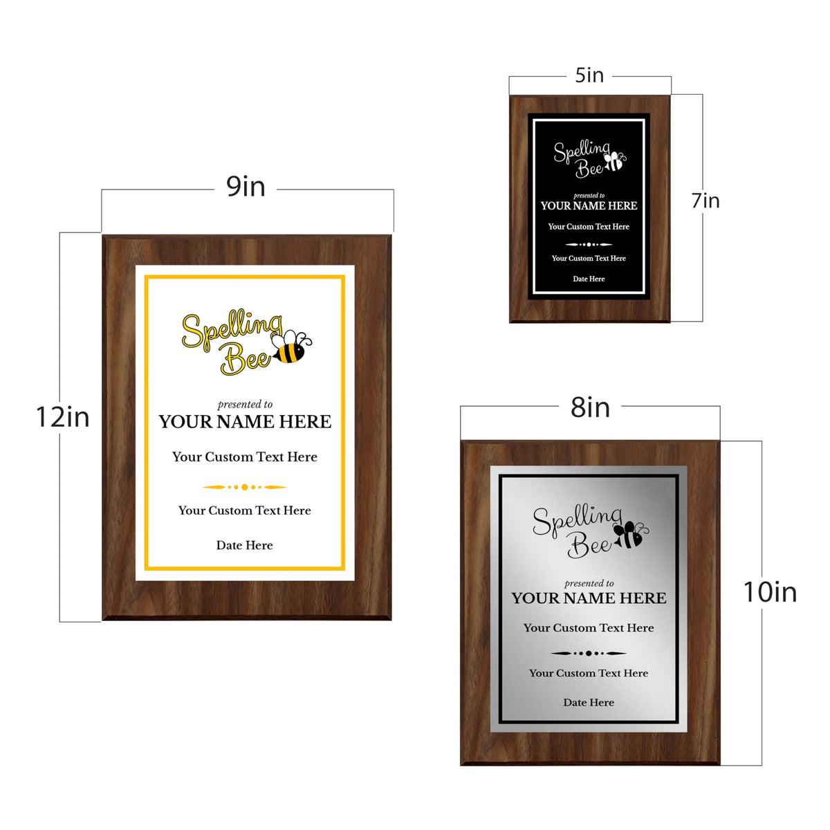 Spelling Bee Competition Custom Award Plaque | Easel Mount Option | Achievement and Recognition Personalizable Plaques