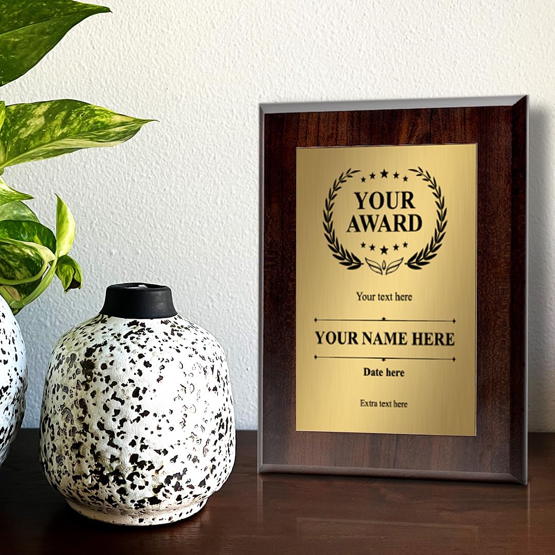 Signs ByLITA Customizable Wooden Plaque Award | Easel Mount Option | Recognition Gift for winners of awards, certificates and achievements | Employee Student Prize