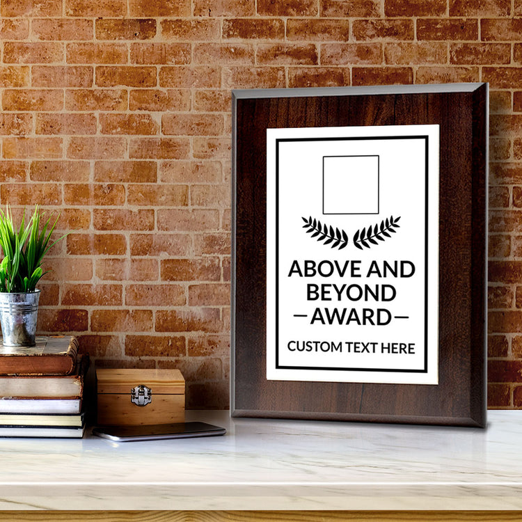 Above and Beyond Award Personalized (Wooden) Wall Plaque With Easel Acrylic Stand | Workplace Recognition Ceremonies Award Plaques