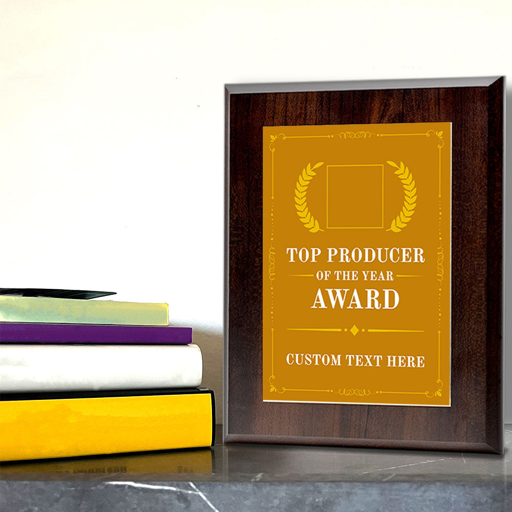 Top Producer of the Year Award Personalized (Wooden) Wall Plaque With Easel Acrylic Stand | Workplace Recognition Ceremonies Award Plaques