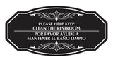 Signs ByLITA Victorian Please Help Keep Clean the restroom/Por favor ayude a mantener el Baño limpio Bilingual Wall or Door Sign