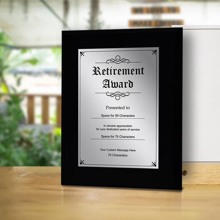 Signs ByLITA Customizable Retirement Black Frame Wooden Plaque with Optional Easel Mount | Recognition Gift for Employees, Organization members and Corporate Awards