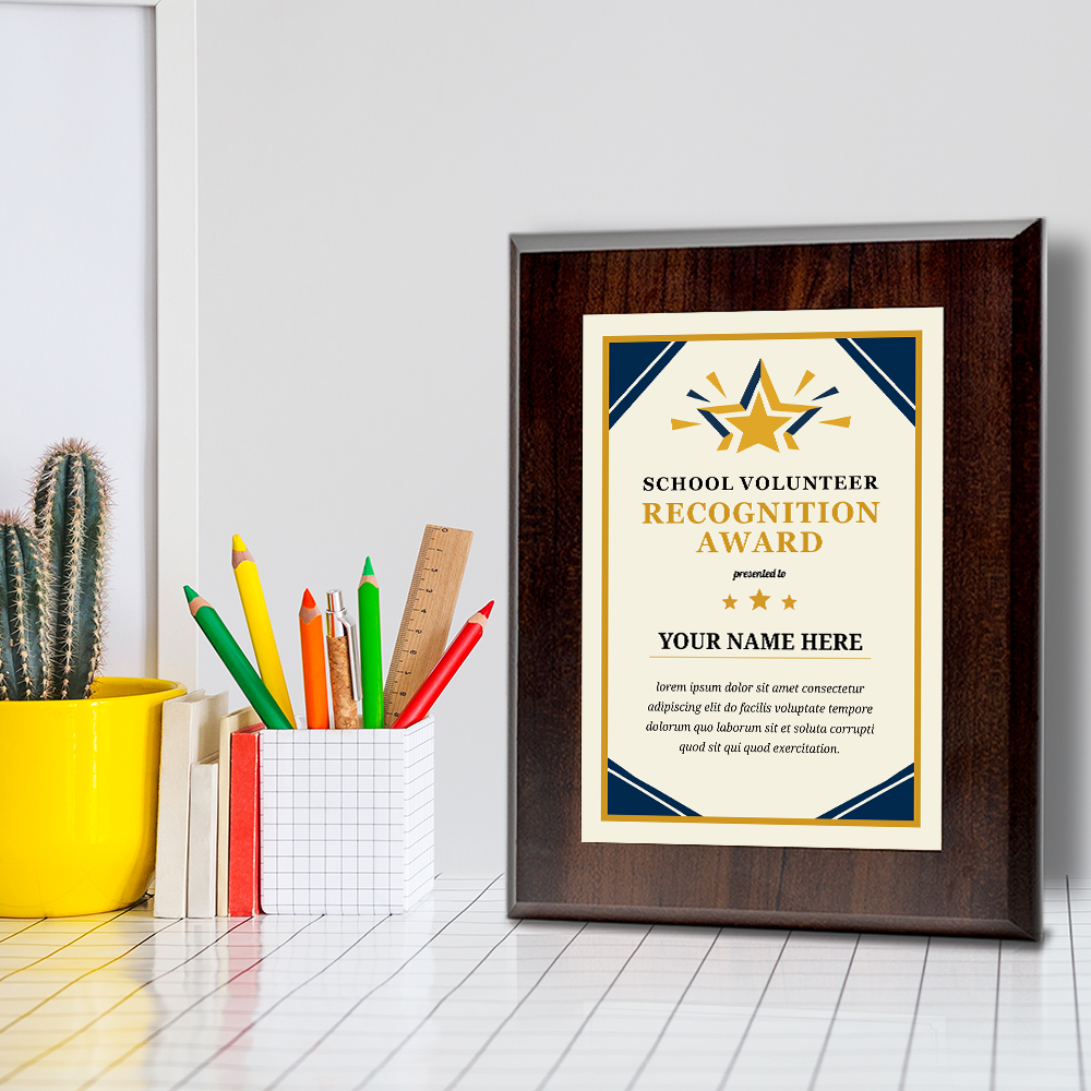 School Volunteer Recognition Award' Personalized Wall Plaque With Easel Acrylic Stand | Education Recognition School Award Plaques