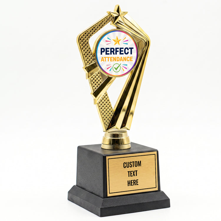 All Quality Perfect Attendance Trophy (Student), Custom Engraved — Personalized Attendance Recognition Award for Students