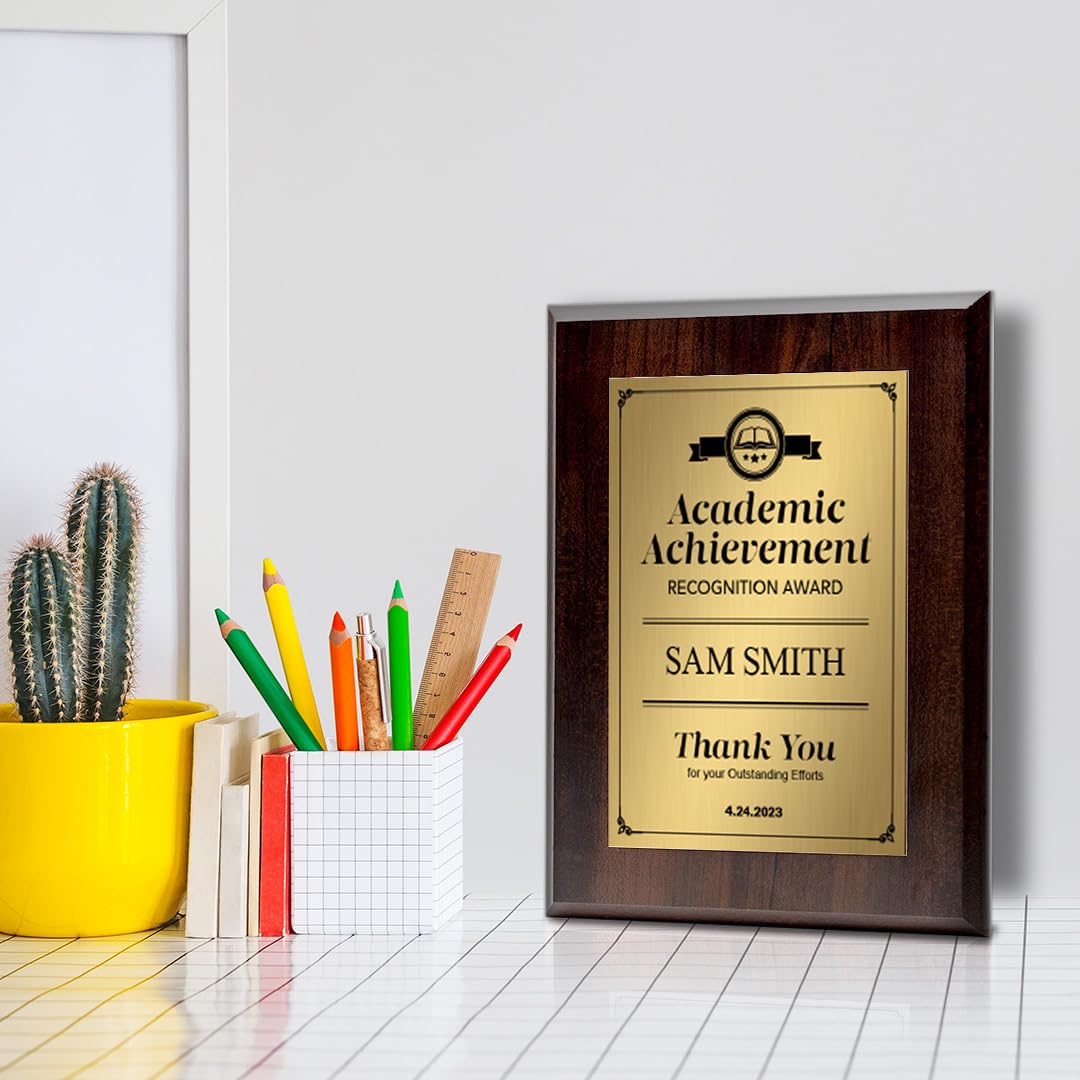 Signs ByLITA Customizable Award Wooden Plaque | Easel Mount Option | For Winners of Academic Awards Certificates and Achievements | End of year Recognition Gift For Students