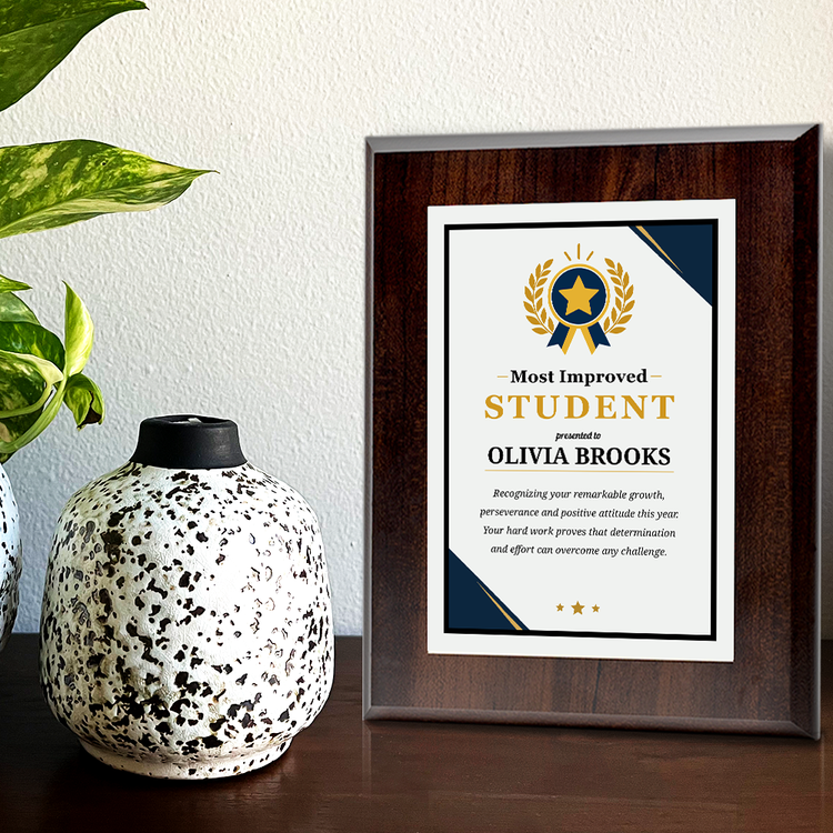 Most Improved Student Award' Personalized Wall Plaque With Easel Acrylic Stand | Education Recognition School Award Plaques