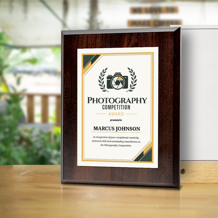 Photography Competition Award' Personalized Wall Plaque With Easel Acrylic Stand | Professional/Industry Recognition Award Plaques