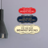 Signs ByLITA Designer Rise and Shine: Breakfast Specials Durable ABS Plastic Laser Engraved Easy Installation Elegant Design Wall or Door Sign