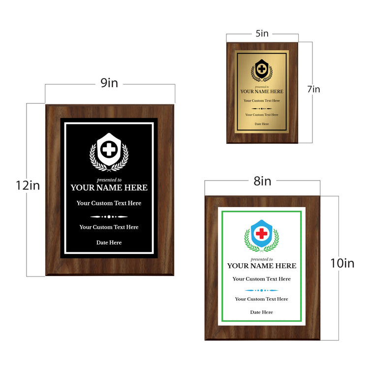 Health Professional Theme Custom Award Plaque | Easel Mount Option | Achievement and Service Personalizable Plaques