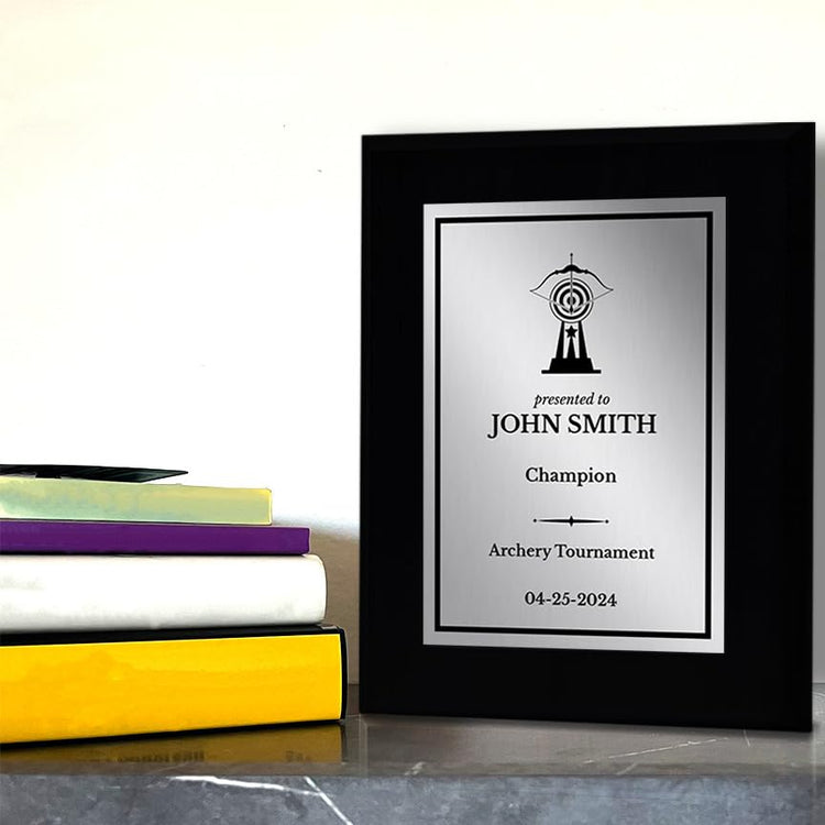 Archery Customizable Black Frame Wooden Award Plaque | Easel Mount Option | Achievement and Recognition Personalizable Plaques | Sports Award