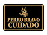 Signs ByLITA Classic Framed Perro Bravo Cuidado Graphic Spanish Security Wall or Door Sign