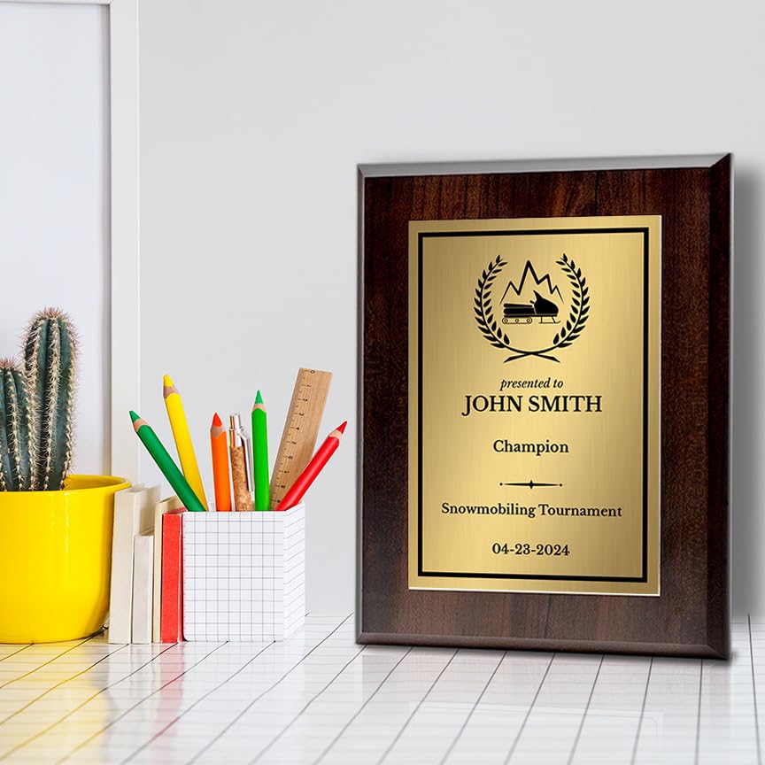 Snowmobiling Customizable Wooden Award Plaque | Easel Mount Option | Achievement and Recognition Personalizable Plaques | Sports Award