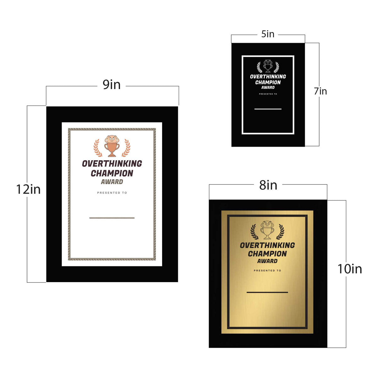 Overthinking Champion' Award Personalized Wall Plaque With Easel Acrylic Stand | Novelty/Funny Office Award Plaques