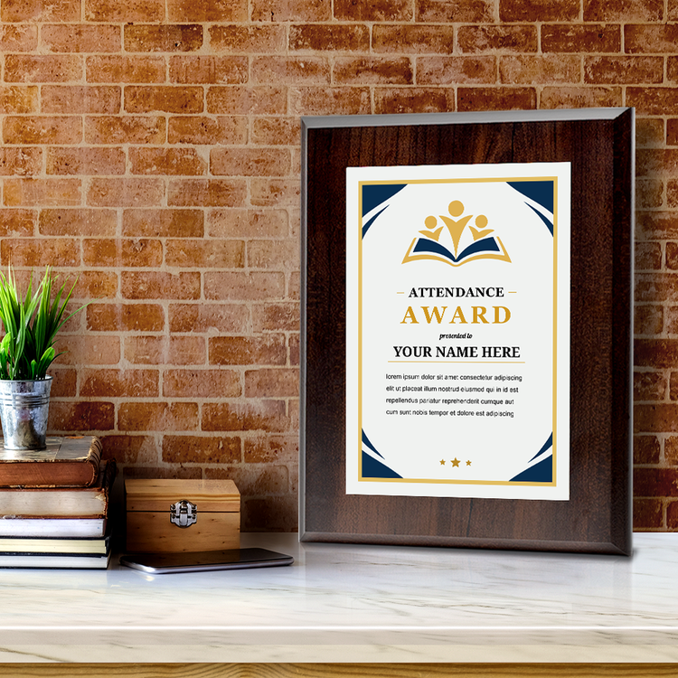 Attendance Award' Award Personalized Wall Plaque With Easel Acrylic Stand | Education Recognition School Award Plaques