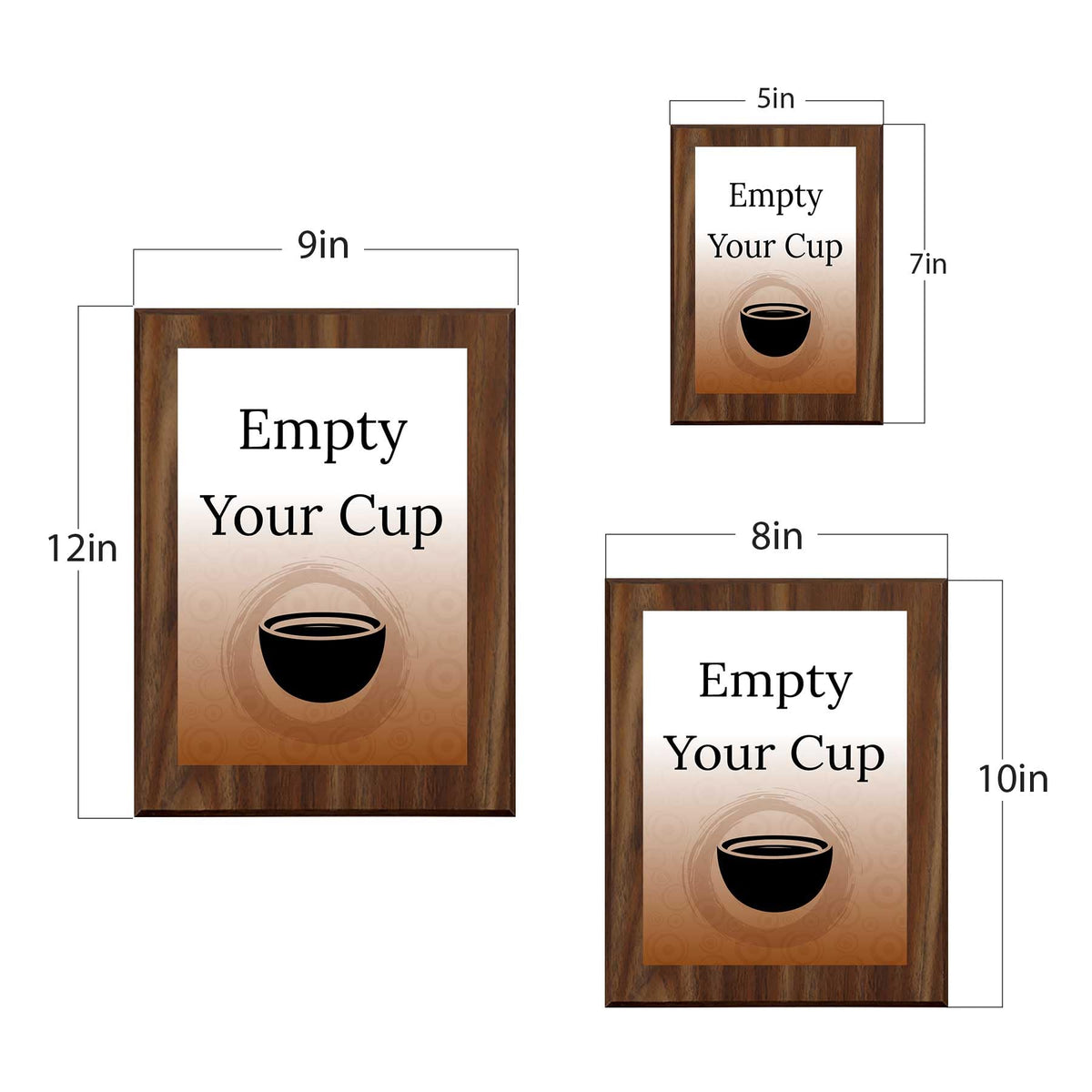 Empty Your Cup Decorative Wall Plaque With Easel Acrylic Stand | Buddhist/Foreign Quotes