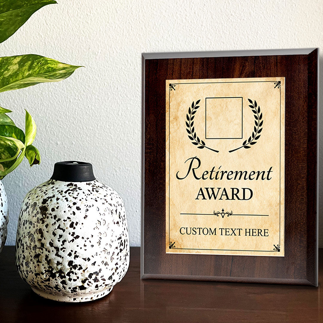 RetirementAward Personalized (Wooden) Wall Plaque With Easel Acrylic Stand | Workplace Recognition Ceremonies Award Plaques