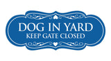 Designer Dog In Yard Keep Gate Closed Sign
