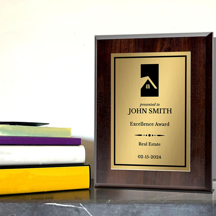 Real Estate Theme Customizable Award Plaque | Easel Mount Option | Recognition of Achievement and Service Personalizable Plaques