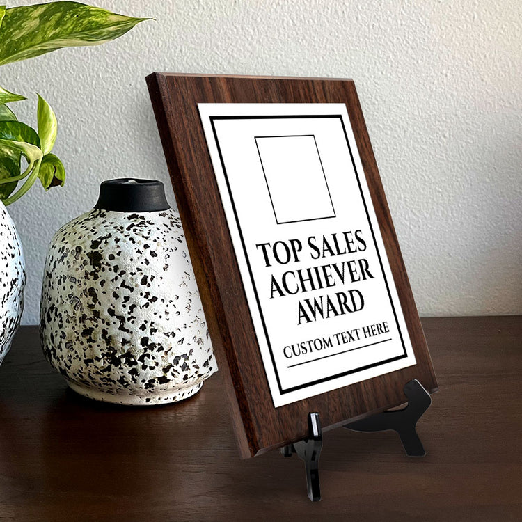Top Sales Achiever Award Personalized (Wooden) Wall Plaque With Easel Acrylic Stand | Workplace Recognition Ceremonies Award Plaques