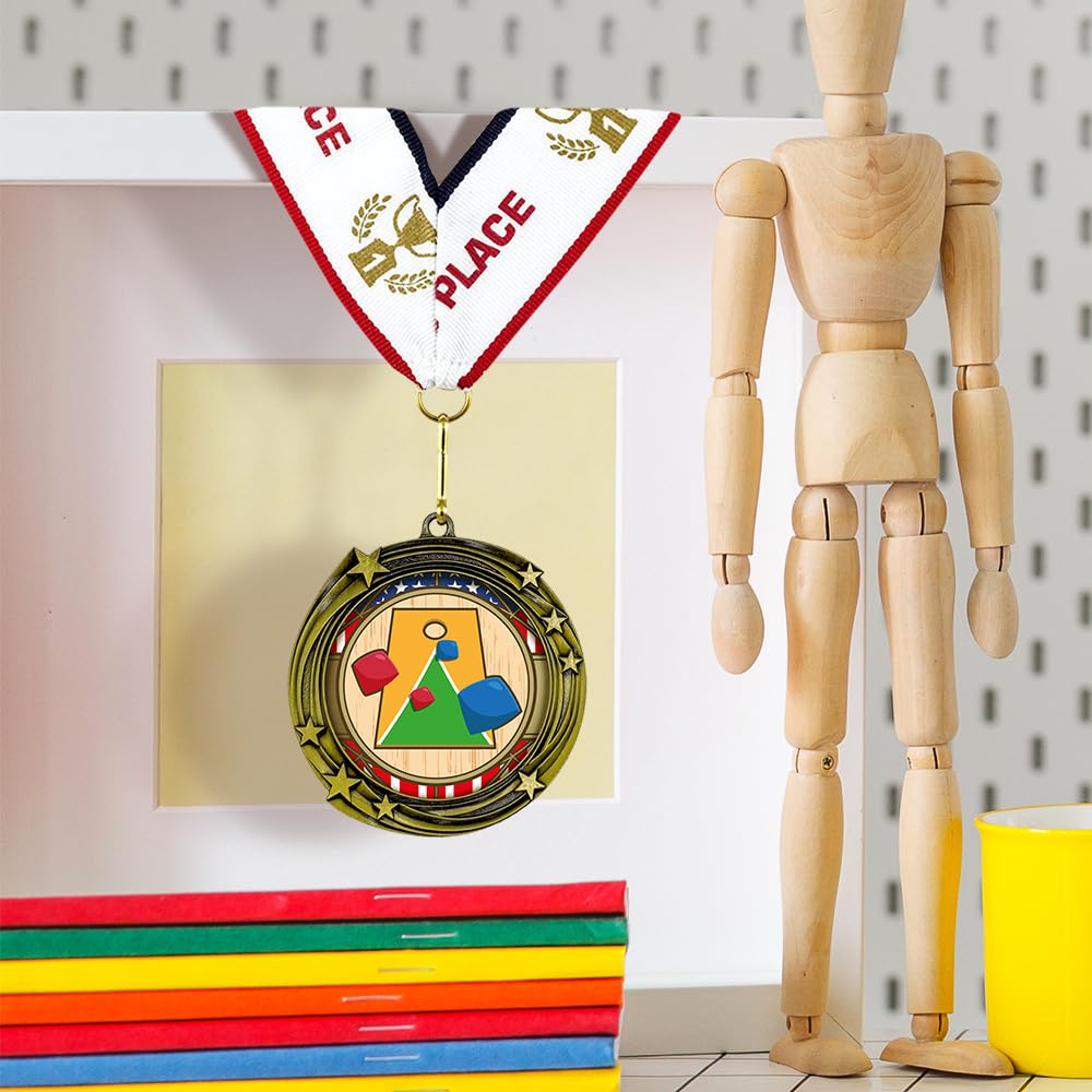 All Quality Stars Design Cornhole Medal | Competition | High Quality Metal Medal - 1st, 2nd, 3rd Place