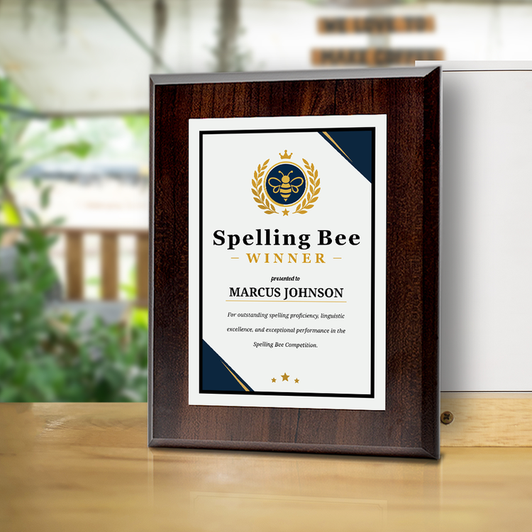 Spelling Bee Winner Award Personalized Wall Plaque With Easel Acrylic Stand | Education Recognition School Award Plaques