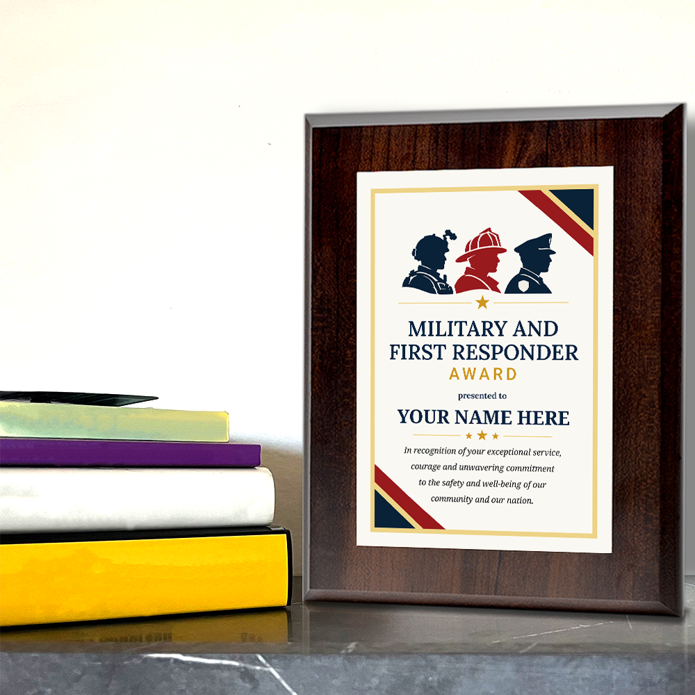 Military and First Responder Award Personalized Wall Plaque With Easel Acrylic Stand | Professional/Industry Recognition Award Plaques