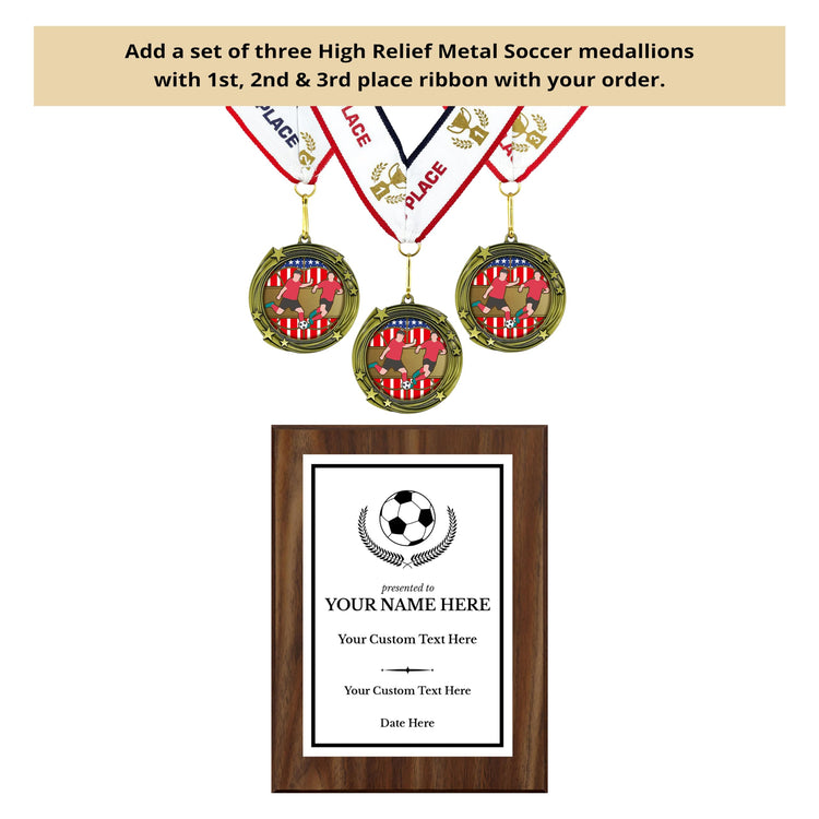 Soccer Customizable Wooden Award Plaque | Easel Mount Option | Achievement and Recognition Personalizable Plaques