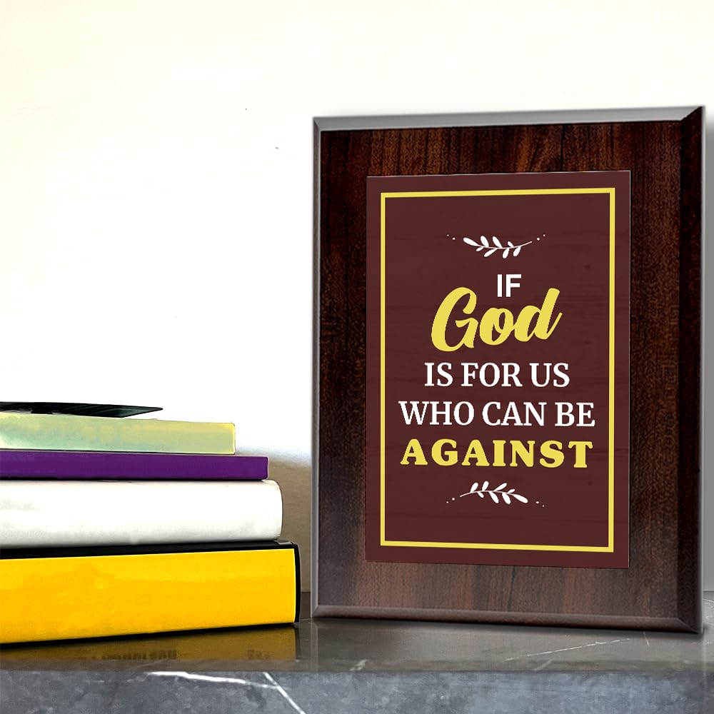 If God Is For Us Who Can Be Against Decorative Wall Plaque With Easel Acrylic Stand | Religious Plaques