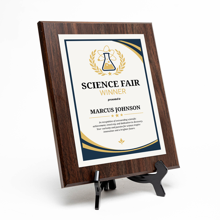 Science Fair Winner Award Personalized Wall Plaque With Easel Acrylic Stand | Education Recognition School Award Plaques