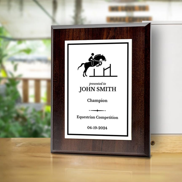 Equestrian and Horse Riding Customizable Wooden Award Plaque | Easel Mount Option | Personalizable Plaques | Sport and Athletic Competition Award
