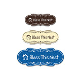 Signs ByLITA Designer Bless This Nest Durable ABS Plastic Laser Engraved Easy Installation Elegant Design Wall or Door Sign
