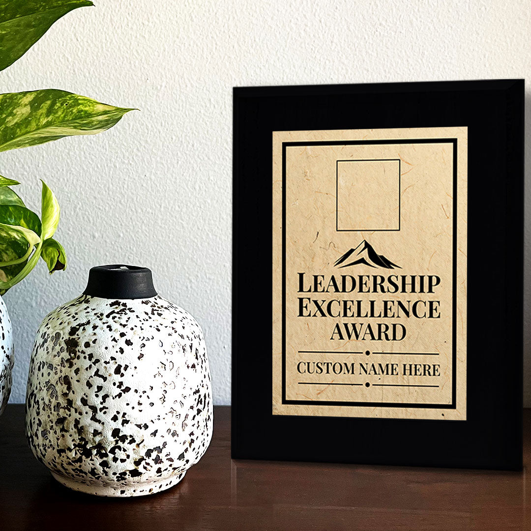 Leadership Excellence Award Personalized (Black) Wall Plaque With Easel Acrylic Stand | Workplace Recognition Ceremonies Award Plaques